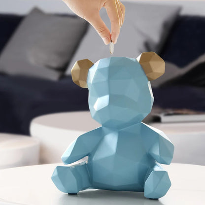 Piggy Bank Teddy Bear Figurine