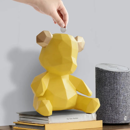 Piggy Bank Teddy Bear Figurine