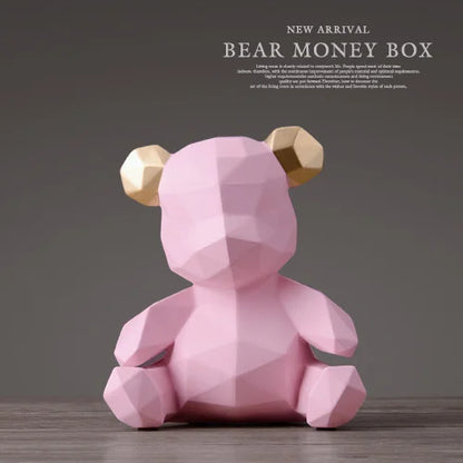 Piggy Bank Teddy Bear Figurine