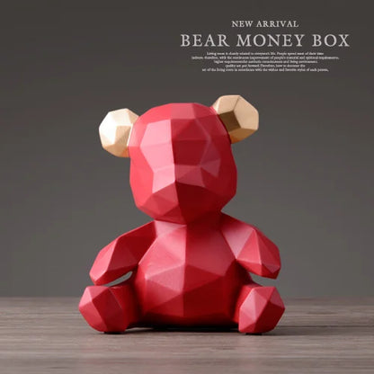 Piggy Bank Teddy Bear Figurine