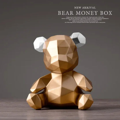 Piggy Bank Teddy Bear Figurine
