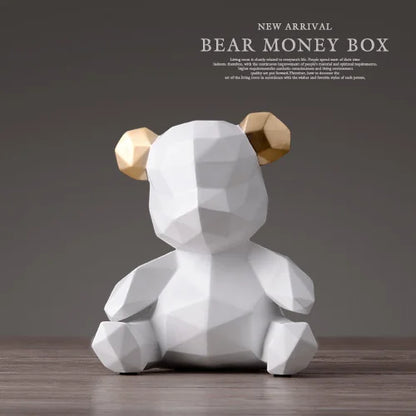 Piggy Bank Teddy Bear Figurine
